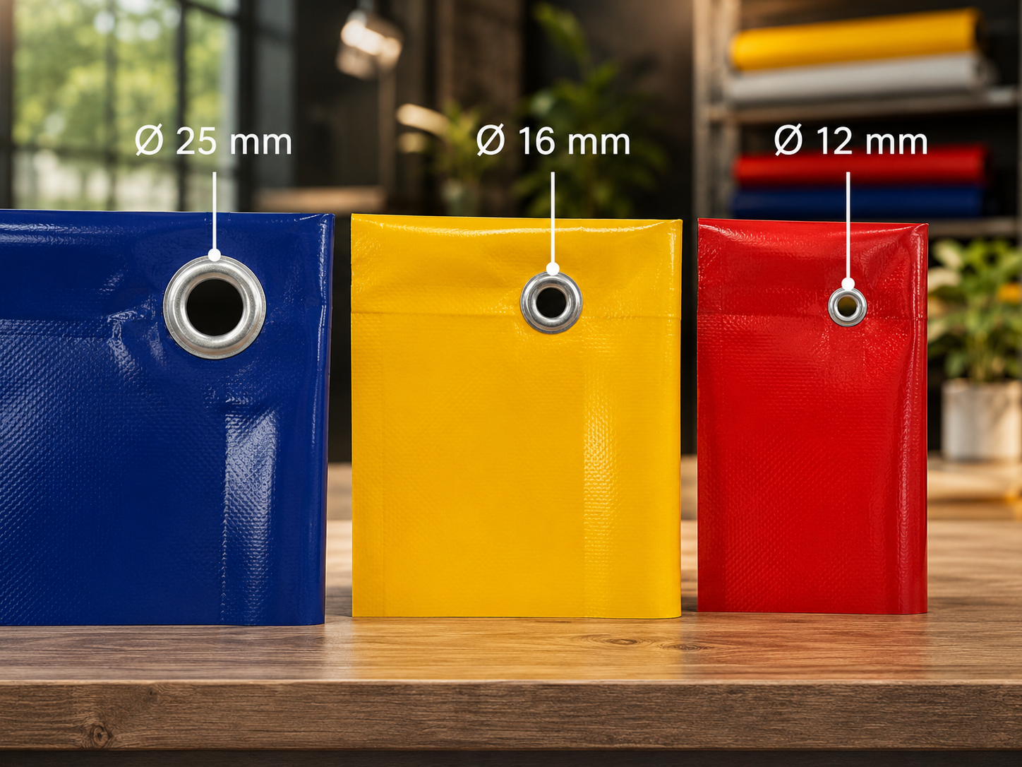 Wasserdichte Zelt-Bodenplane mit Ösen nach Maß | PVC 650g Ösen