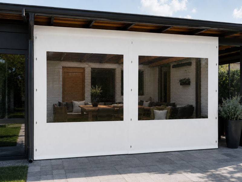 Carport-:Pergola-Seitenwand mit Fenster nach Maß | PVC 650g-1, Farbe weiß