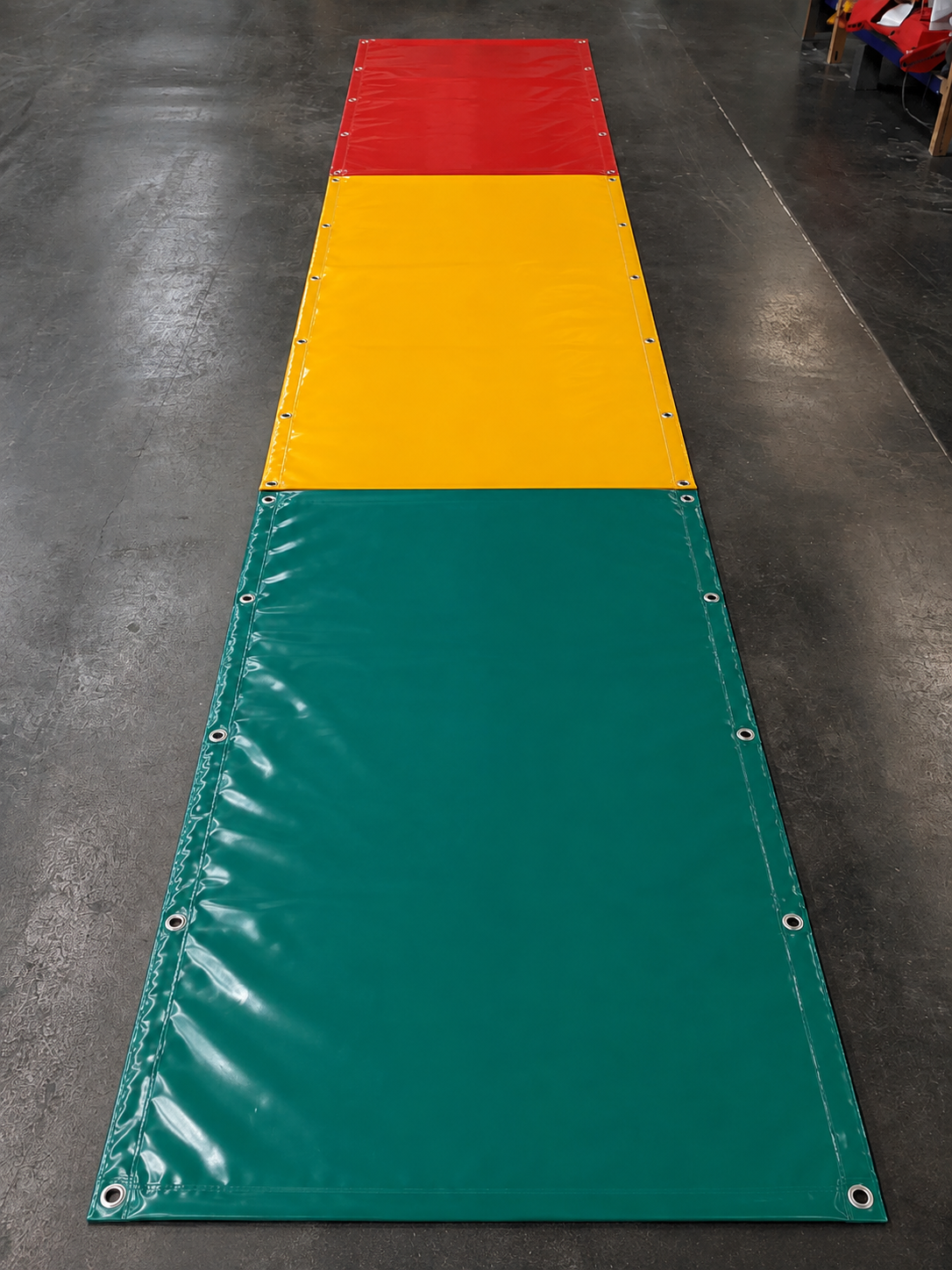 DEKON-Planensatz 12,00 × 2,50 m | 3-teilig rot:gelb:grün, PVC 650g