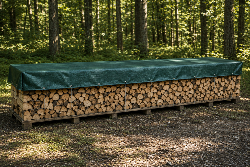 Holzabdeckplane PP-Bändchengewebe Grün | 180g, 1,50 × 6,00 m