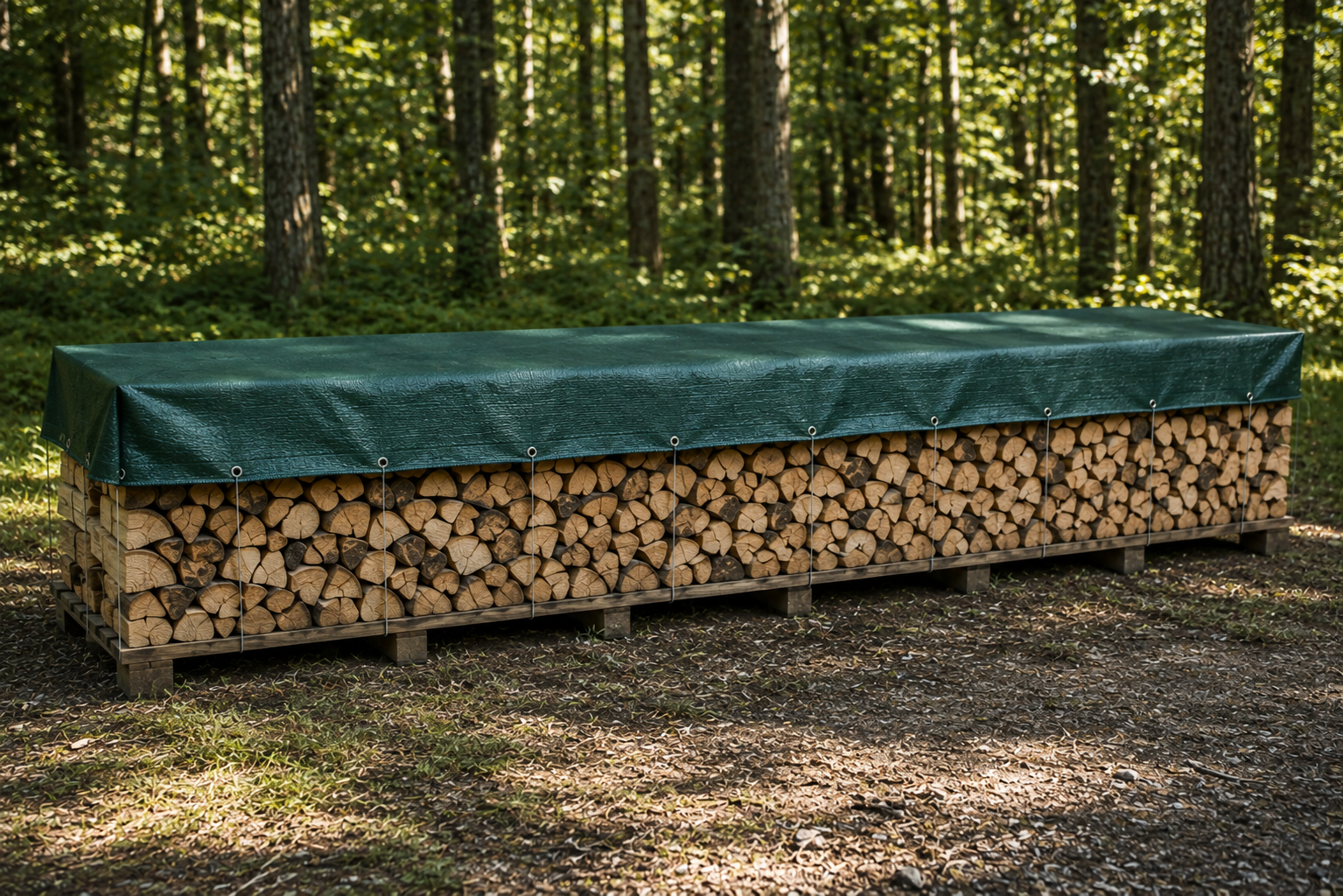 Holzabdeckplane PP-Bändchengewebe Grün | 180g, 1,50 × 6,00 m