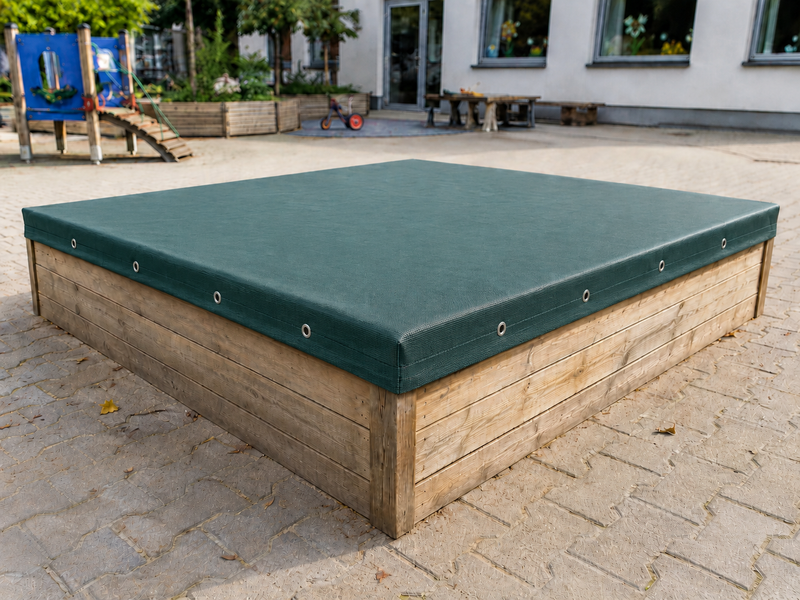 Sandkastenabdeckung mit Ecken & Ösen nach Maß | Gittergewebe 295g