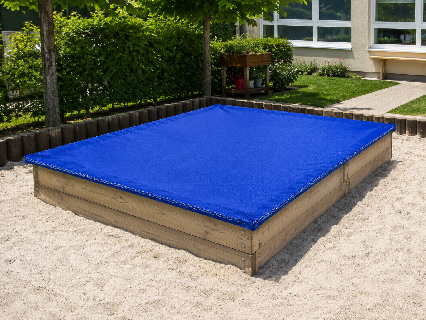 Sandkastenabdeckung mit eingenähter Kette nach Maß | Gittergewebe 295g