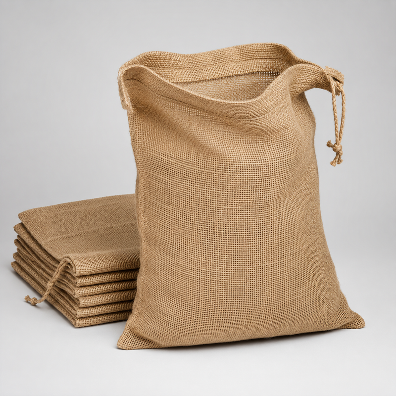 Sandsack Jute mit Bindeband 30 × 60 cm | Hochwasserschutz (10er-Pack)