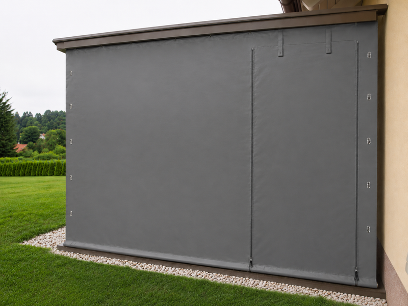 Terrassen-:Zeltplane mit Tür nach Maß | PVC 650g-1, Farbe grau