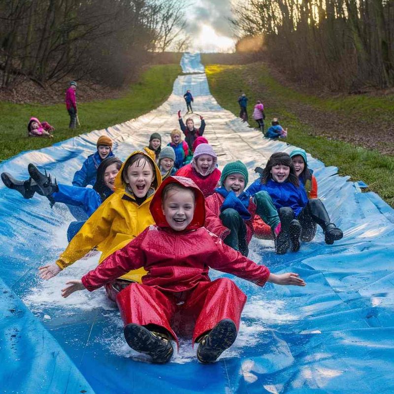 XXL Wasserrutsche aus PVC-Plane im Garten