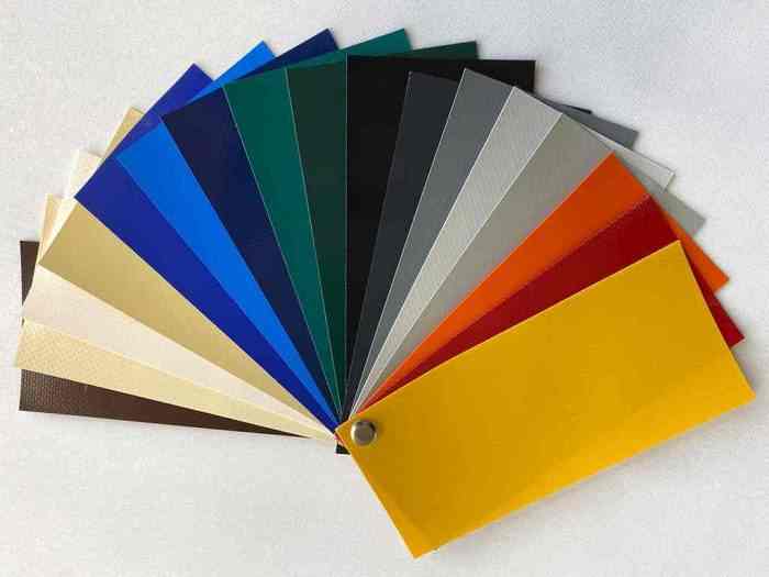 Farbfächer für 650g PVC der Esslinger Sack- und Planenfabrik