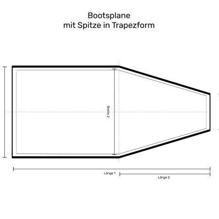 Zeichnung Abdeckplane für Boot welche vorne Spitze in Trapezform hat