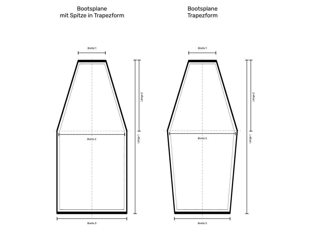 Bootsplane wasserdicht nach Maß, Trapez Spitze, Niro-Ösen, PVC 650