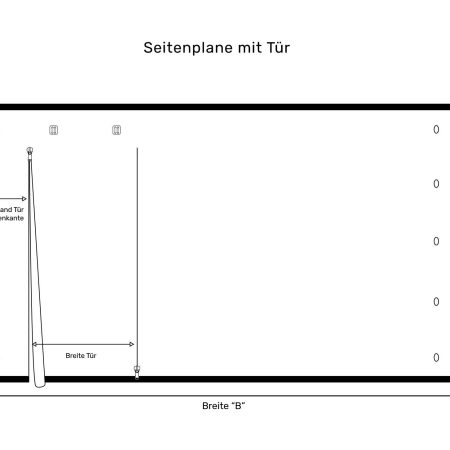 Zeichnung zu Terrassenplanen mit Tür von ES-Planen.